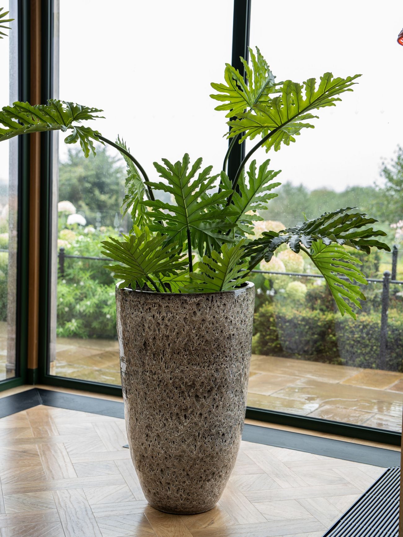Mederno Reactive Glaze Ceramic Tall Taupe Planter 90cm Large